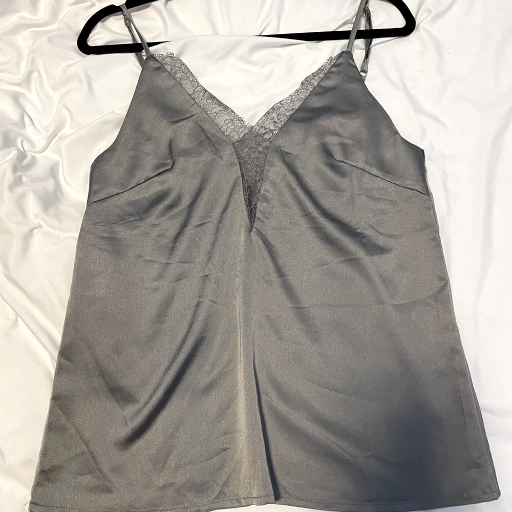 Gray lace cami tank top